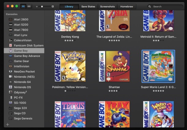 Gameboy emulador de Mac OS X 10.9.5